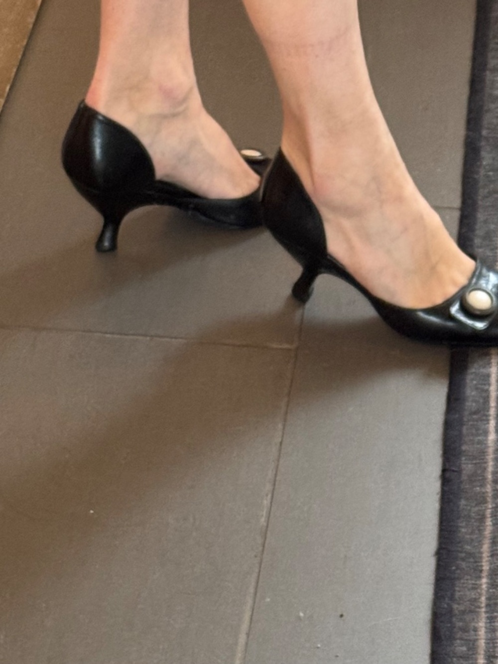 Vintage Miu Miu Black Leather Square Toe Kitten Heels Size 36 - Picture 8 of 13